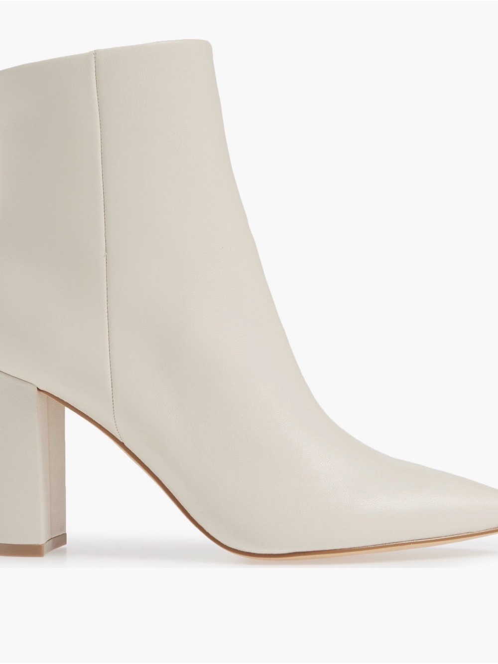 NWT Mark Fisher Ulani Women's Ivory Leather Pointed-Toe Block Heel Ankle Boot